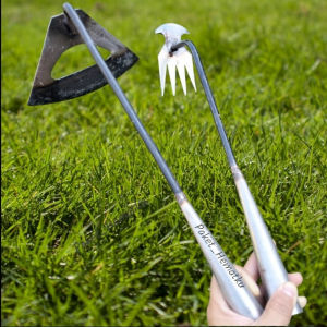 Paket 2 Pcs Alat pencabut Rumput Penyiang Gulma Multifungsi - Cangkul Lubang Tengah Penyiang Rumput
