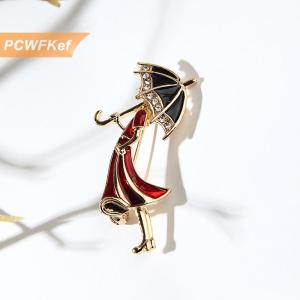 【PCWFKef】 คริสตัลเคลือบพลอยเทียมสำหรับหญิงสาวสวมใส่เข็มกลัดปกร่มหมุดเครื่องประดับของขวัญ