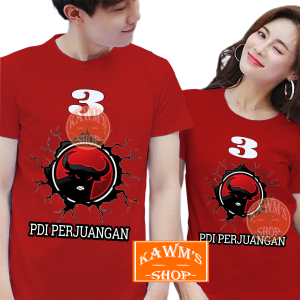KAOS DITRO/ BAJU PDI PERJUANGAN MOTIF BANTENG BISA UNTUK PRIA WANITA