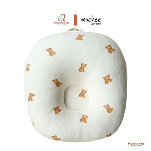 Gối chống trào ngược cho bé Mochee gấu teddy 70x70cm lụa cotton cho trẻ 0M+ - Monnie Kids