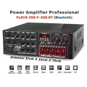 Amplifier Jumbo Power 600 Watt Full Bass Ada Kipas Pendingin Fleco JXD- 328BT Audio Penguat Suara Full Bass-Treble-Balance-Echo-Delay | Ampli ORIGINAL FLECO Power Amplifier Bluetooth 4 Mic Karaoke + Mp3 player + FM Radio | TOKO SINAR AUDIO