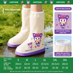 Bao Giày Đi Mưa Cho Bé Chống Nước | Bọc Giày Trẻ Em PVC Chống Trượt Có Khóa Kéo Size 26-38