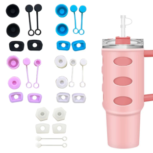 6x Straw Cover Cap for Cup Silicone Spill Proof-Stopper Set with Straw Cover Cap Square Spill-Stopper Round Leak-Stopper