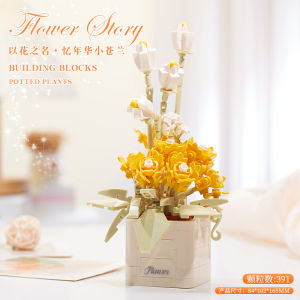 Mainan Flower Nano Block Bunga Pot Tanaman DIY Mainan Hadiah untuk Dekorasi Desktop