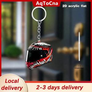 [COD] AqToCna Ship within 24 hours Keychain Helmet 2D Flat Fashion Stereo Motorcycle Helmets Safety Auto Bag Car Key Ring KeyChain Gift Jewelry