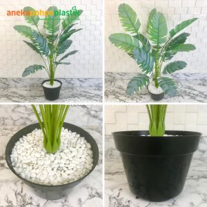 Pohon Artificial Pohon Plastik Daun Musa Florida X18 Semi Latex Pot Dasar Hitam Pajangan Dekorasi Ruangan Rumah Aesthetic