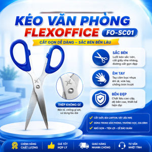 Kéo Văn Phòng FO-SC01 Thiên Long Flexoffice Lưỡi Kim Loại Không Gỉ Tay Cầm Nhựa Linh Hoạt Độ Bền Cao