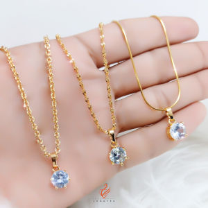 Kalung Kekinian Dan Berjiwa Mudah Mata Satu Lapis Emas Perhiasan Wanita 24K