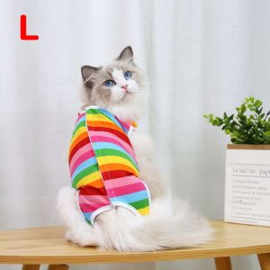 FZIPUA Phim hoạt hình Quần áo triệt sản cho mèo In ấn Chống trầy xước Quần áo chống liếm Bền bỉ Thoáng khí Bộ đồ tập ăn dặm