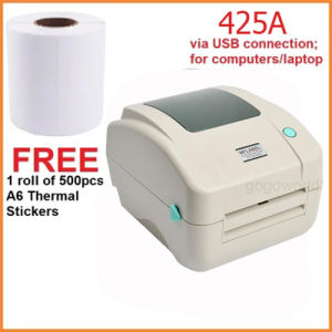 DT425A Direct Thermal Printer Waybill Shipping Label Barcode Android/Windows/Mac/iOS with FREE 1 ROLL 500pcs A6 Thermal Stickers