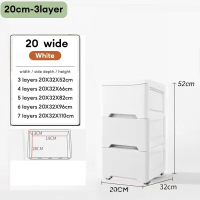Slim Drawer Storage Cabinet 20CM Kitchen Gap Plastic Storage Drawer Cabinet With Wheels Drawer Tudung Kitchen Organizer