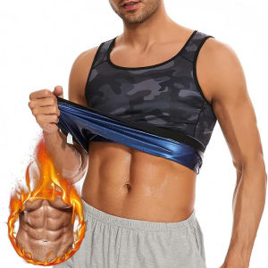 Men Body Shaper Sauna Suit Waist Trainer Weight Loss Workout Slimming Tank Top Pullover Camo Heat Trapping Sweat Enhancing Vest