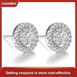 【CANAMEK】 Vỡ Zircon Stud Bông tai cho nam giới chàng trai titan thép tròn bông tai nhỏ tối giản quà tặng đồ trang sức
