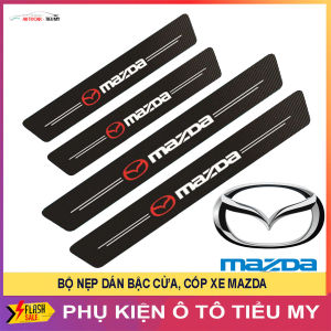 MAZDA - Bộ 9 Miếng Dán Chống Trầy Xước Có Logo Hãng MAZDA Bảo Vệ Bậc Cửa Và Cốp Xe Hơi Xe Ô Tô Chất Liệu Sợi Cacbon Bền Đẹp