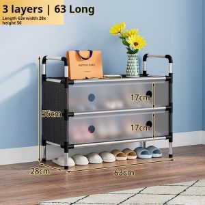 Shoe Rack 2 Row 3-Layers Shoe Cabinet Storage Double Capacity Foldable Drawer Stackable Screwless