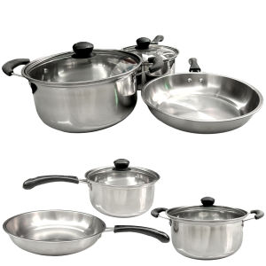 Kitchen Essential 3-Piece Stainless Steel Saucepan Set with Glass Lids and Cool Handles for Efficient Meal Prep