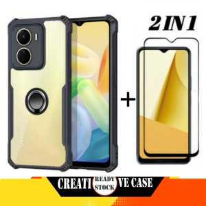 PROMO PAKET 2 INC 1 CASE VIVO Y27 4G 2023 / VIVO Y27 5G 2023 / VIVO Y16 2022 Ultra Slim Shockproof Transparent Premium Softcase Anti Fall CINCIN RINKG