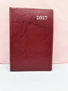 (On Hand) 2027 Notepad Textured Soft Leather Board Notebook Diary Notepad Monthly Weekly Sunday Calendar Office A5 Planner