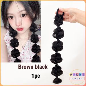 Natural Ponytail Wig Synthetic Ponytail Straight Hair Wig Female Clip-On Hair Extension Y2K Style