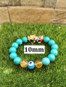 Fengshui Vermeil Gold Color Changing Piyao natural Stone Turquoise Citrine Evil Eye Stone Blessed Wealth Protection Bracelet Non Fading Non Pawnable Bracelet