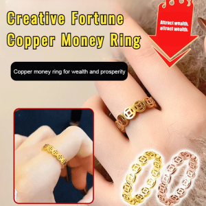 Fortune-bringing And Fortune-gathering Ring Attract Fortune Good Luck Blessings Ring Creative Fortune Copper Money Accessory