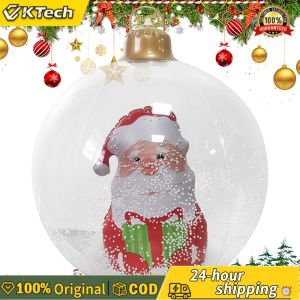 Large Inflatable Christmas Ornament with LED Lights PVC Decorated Ball for Festive Celebrations