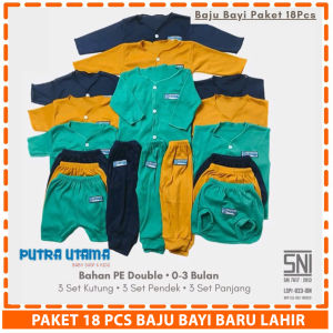 18PCS Paket Baju Bayi Baru Lahir Baju Celana Bayi Baru Lahir Kado Bayi Lahiran Setelan Baju Bayi Paket
