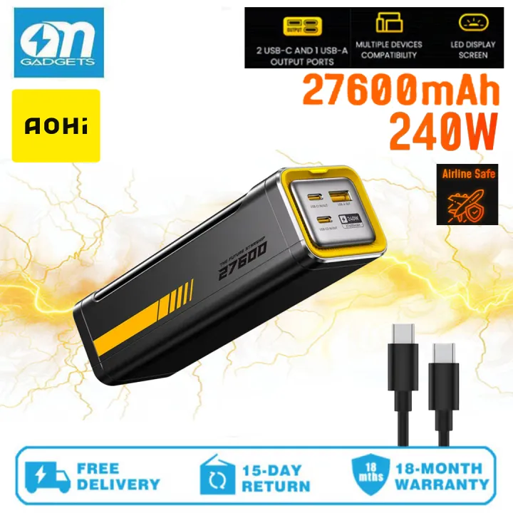 AOHI AOC-P011 3C Certified (ccc) The Future Starship 240W 27,600mAh LED Display Power Bank with 140W C-C Cable