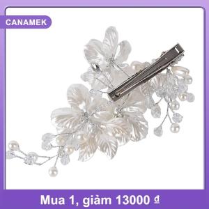【CANAMEK】 Cô dâu pha lê ngọc trai hoa tóc Clip trang sức tóc cưới phụ kiện tóc sang trọng