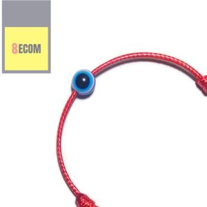 CW Manila x 8ecom - Minimalist Bracelet with 8mm Anti Evil Eye Bead - 2mm Wax Cord Double Knot Adjustable