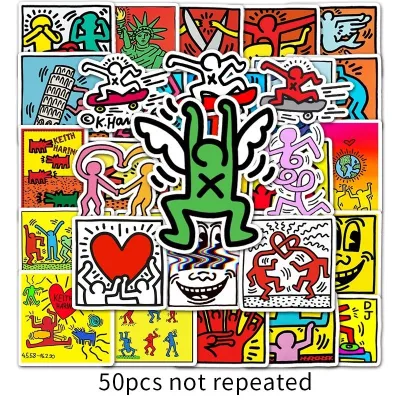 🏆พร้อมส่งจากไทย🏆 50ชิ้น สติกเกอร์ ผลงาน คีธ แฮริ่ง Keith Haring Artwork Sticker DIY