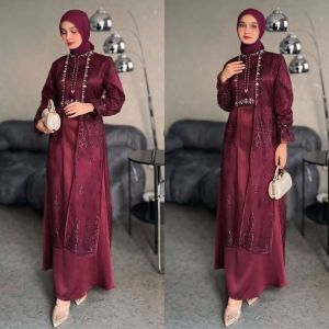 Tiara Set Dress Satin Brukat Baju kondangan wanita terbaru Dress brukat Dress lebaran Fashin muslim