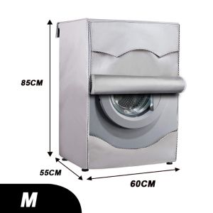Washing Machine Cover with Zipper 210D Waterproof Dustproof Sun Protection Dryer Cover