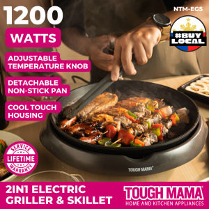 Tough Mama Electric NTM-EG5 2in1 Griller and Skillet Round Black Samgyup Griller Non-Stick Pan