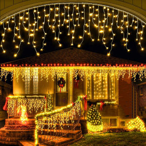 4M outdoor waterproof Christmas ice strip lights LED string lights interconnection curtain lights fairy lights decorative eaves courtyards gardens Ramadan lampu