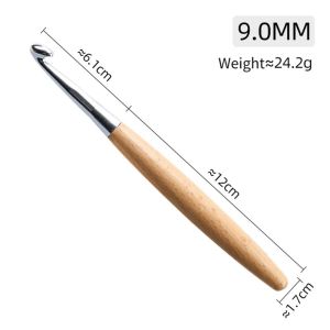 MODERNLUX 3-12mm Crochet Hooks Beech Wood Handle Long Knitting Crochet Weave Craft Wood Handle Crochet