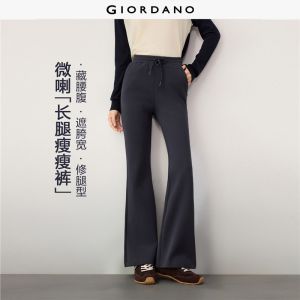 Giordano Women Elastic waist pique bootcut pants Free Shipping 05416866