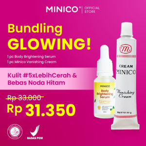 MINICO Glowing Skin Paket Bundle BPOM - Glow Dark Spot Serum (TXA / Tranex Acid + Niacinamide vit B3) dan Minico Vanishing Cream (Tone Up Cream) | Membantu mencerahkan kulit kusam memudarkan flek hitam dan bekas jerawat