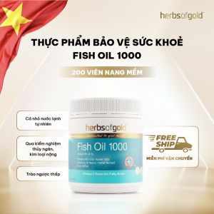 Viên Uống Dầu Cá Herbs of Gold Fish Oil 1000 – Omega-3 Tốt Cho Tim Mạch & Não Bộ – Hộp 200 Viên