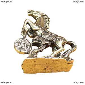 [COD] mingxuan Brass Horse Step On Coins Lucky Statue Feng Shui Desk Miniatures Pure Copper Crafts Collections Chinese Home Office Figurines