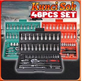 Kunci Socket 46 PCS full Set (1/4 ") Pas Ring L Motor Kunci - kunci l set CR-V lengkap - zansenShop