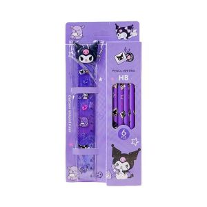 【Melody】7Pcs/Set Wooden Pencil With Cartoon Ruler Children Stationery Gift Student School Office Supplies #BK0235#