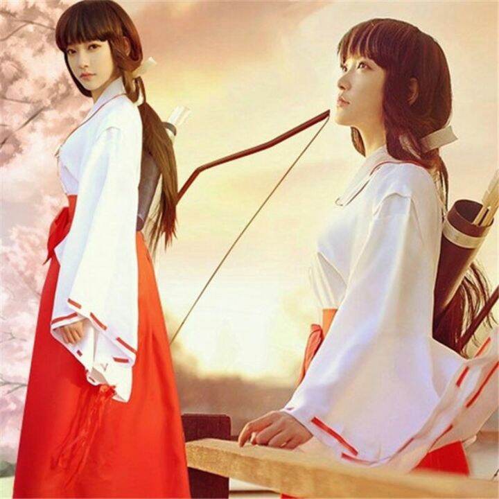 Anime Inuyasha Cosplay Kimono Costume Higurashi Kagome Coat Dress