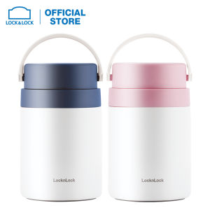 Hộp giữ nhiệt đựng thức ăn kèm muỗng Lock&Lock 700ml - LHC8042 - xanh/Hồng Có quai xách Kèm ngăn nhỏ