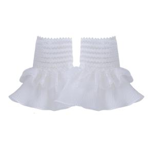 Classic Crumple Pleated Flared Sleeve False Cuffs White Color Sweater Decorative Detachable Wrist Clothing Accessories