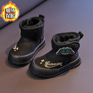 Girls fleece-lined thickened snow boots 2025 Winter Non-Slip Soft Sole Waterproof Cotton Boots for Boys Small Medium and Large Children Short Boots