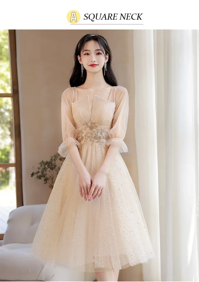 EAGLELY Fairy Champagne Evening Dress Women Elegant Luxury 2024