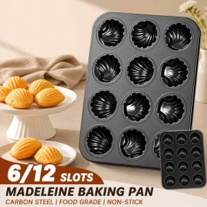 Vixplorn 9/12 Slots Carbon Steel Madeleine Mold Non-Stick Shell Shape Cake Baking Pan Bakeware Tray
