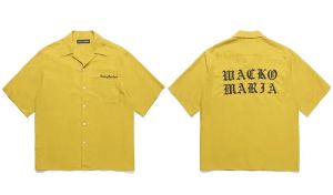 Classic Letters Logo Embroidery Wacko Maria Shirts Men Women Casual Fashion Hawaiian Short Sleeves Shirt Black White
