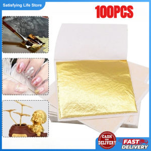 100 Sheets Gold Foil Leaf Sheets Imitation Metal Leaf Papers 8.5*8cm Multipurpose for Arts Slime Handcrafts Gilding Nail Arts Decorations
